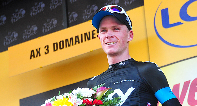 TdF2013 8 etape Christopher Froome podiet