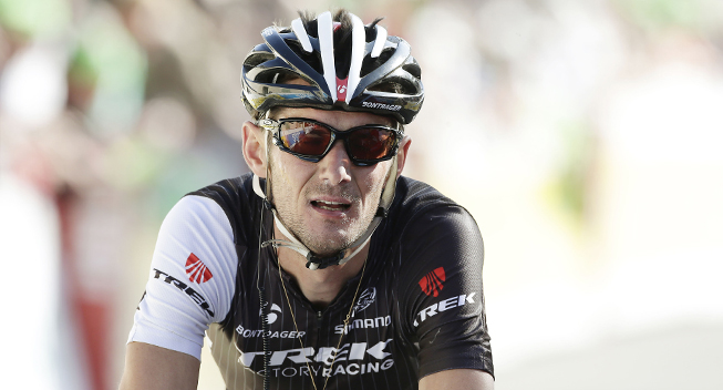 Photo: Frank Schleck takes his fifth Luxembourg road race title by escaping from Gastauer and his brother Andy in the finale; all four Trek riders finish in the top 5... 