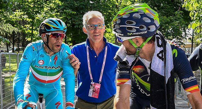 Giro dItalia 2016 8 etape Niballi og Valverde efter etapen